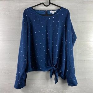 Socialite Polka Dot Blouse Navy Size M
